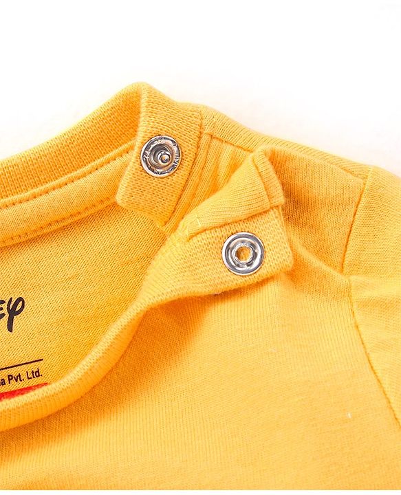 Babyhug Cotton Single Jersey Knit Full Sleeves Night Suit Stripes & Simba Print - Yellow