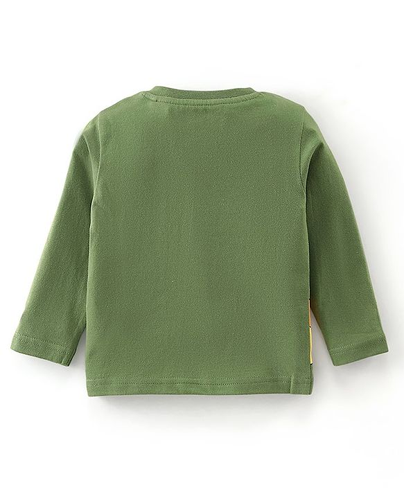Babyhug Cotton Knit Full Sleeves Night Suit With Simba Print - Green & Yellow