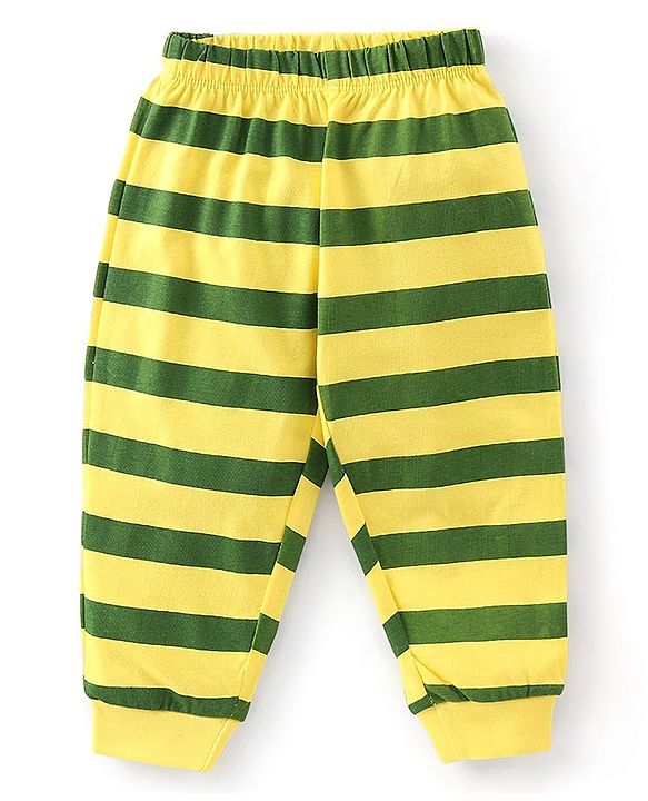 Babyhug Cotton Knit Full Sleeves Night Suit With Simba Print - Green & Yellow