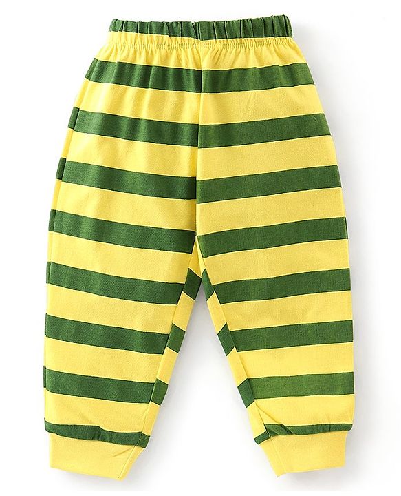 Babyhug Cotton Knit Full Sleeves Night Suit With Simba Print - Green & Yellow