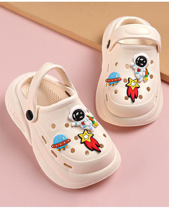 Cute Walk by Babyhug Slip on Clogs with Space Applique -White
