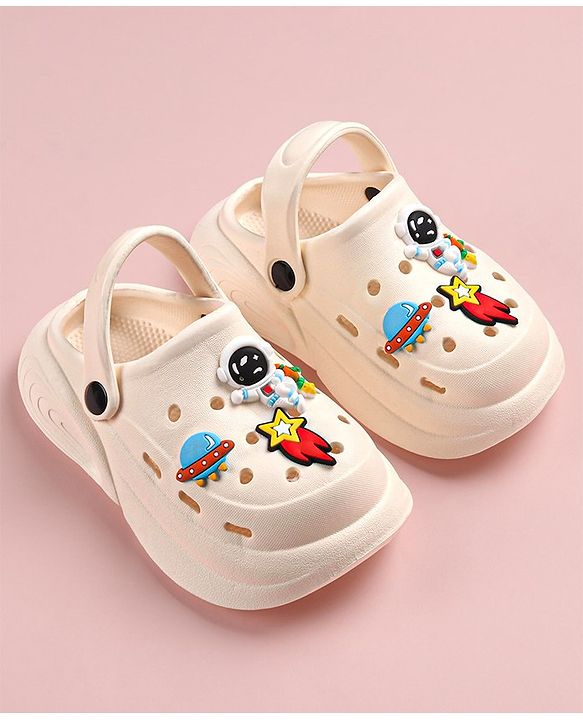 Cute Walk by Babyhug Slip on Clogs with Space Applique -White