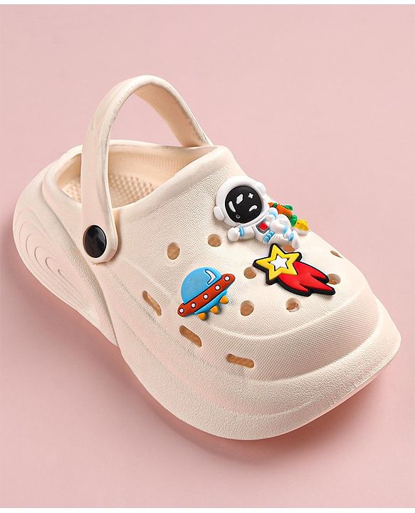 Cute Walk by Babyhug Slip on Clogs with Space Applique -White