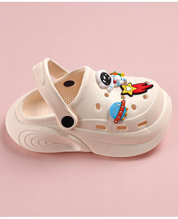 Cute Walk by Babyhug Slip on Clogs with Space Applique -White