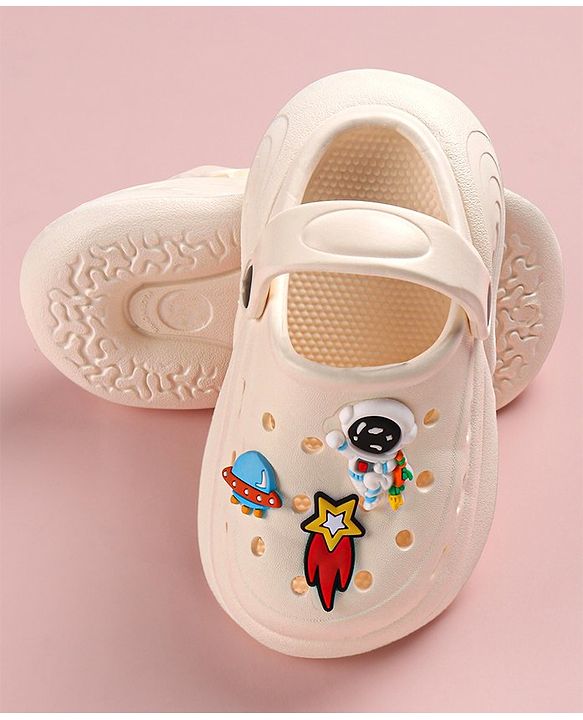 Cute Walk by Babyhug Slip on Clogs with Space Applique -White