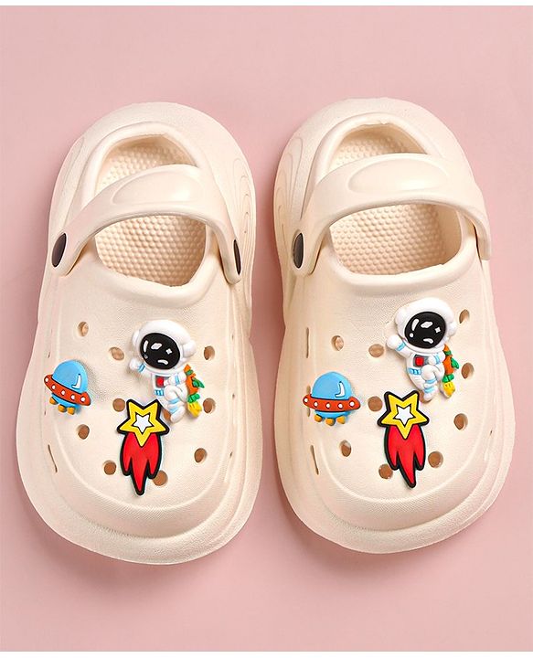 Cute Walk by Babyhug Slip on Clogs with Space Applique -White