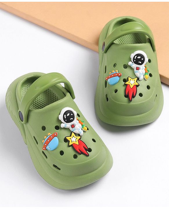 Cute Walk by Babyhug Slip on Clogs with Space Applique - Green