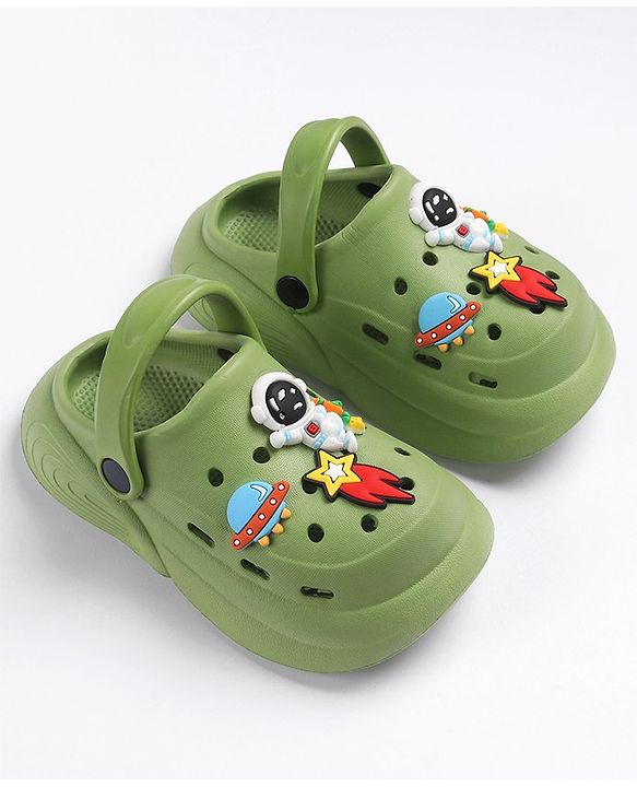 Cute Walk by Babyhug Slip on Clogs with Space Applique - Green