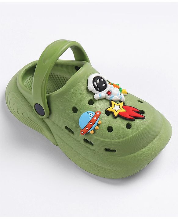 Cute Walk by Babyhug Slip on Clogs with Space Applique - Green