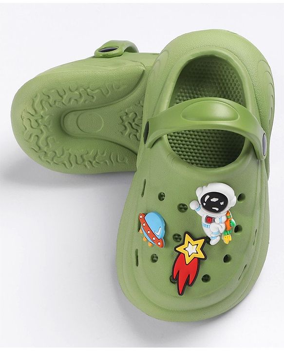 Cute Walk by Babyhug Slip on Clogs with Space Applique - Green
