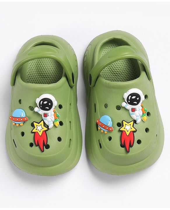Cute Walk by Babyhug Slip on Clogs with Space Applique - Green