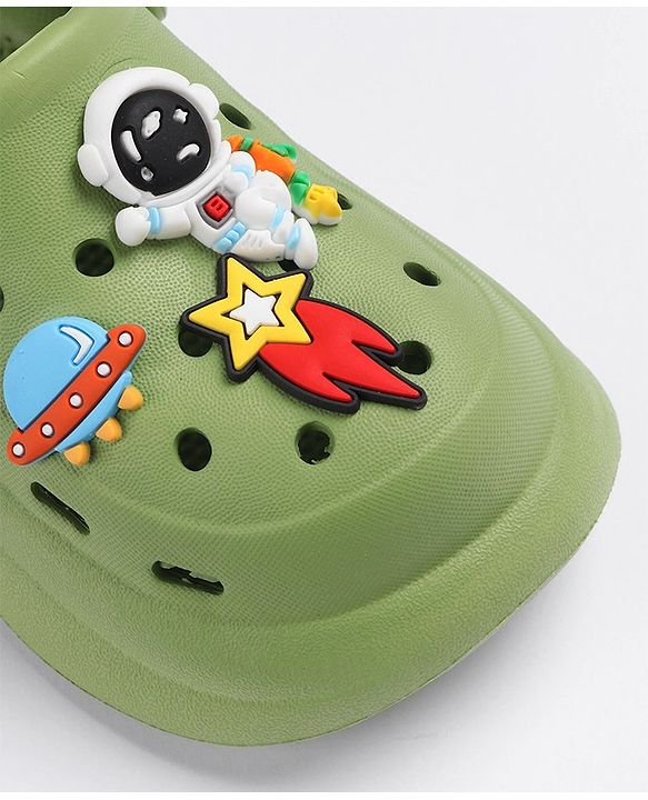 Cute Walk by Babyhug Slip on Clogs with Space Applique - Green