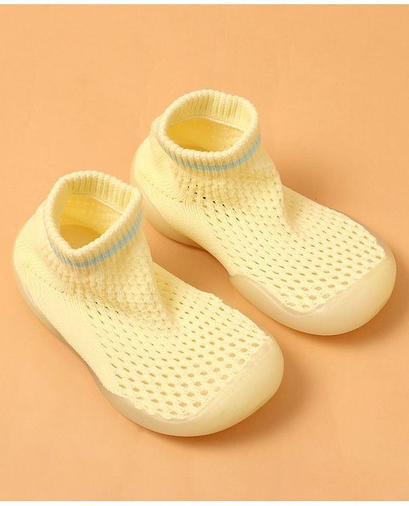 Cute Walk by Babyhug Solid Color Socks Shoe - Yellow