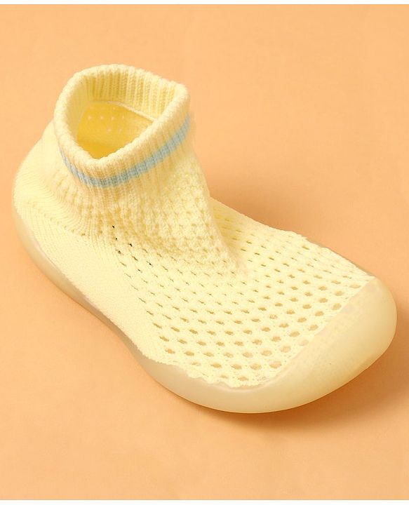 Cute Walk by Babyhug Solid Color Socks Shoe - Yellow