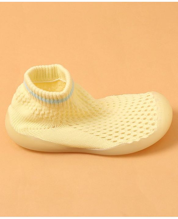 Cute Walk by Babyhug Solid Color Socks Shoe - Yellow