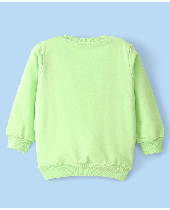 Babyhug Cotton Full Sleeves Sweatshirt With Bear Graphics- Light Green