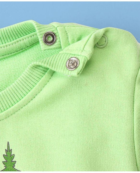 Babyhug Cotton Full Sleeves Sweatshirt With Bear Graphics- Light Green