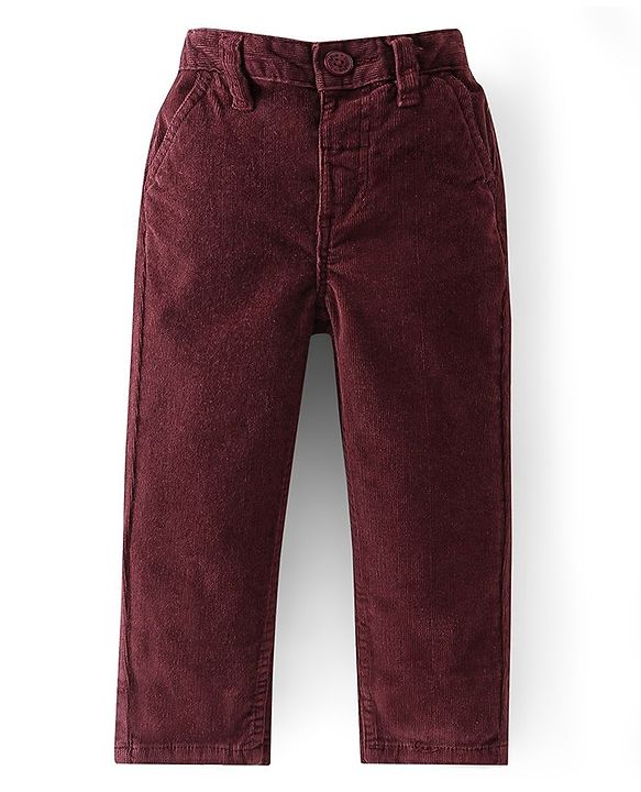Babyhug Cotton Woven Full Sleeves Party Wear Checked Shirt with Bow and Pant Set - Maroon