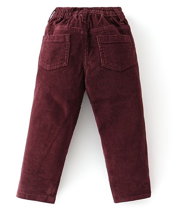 Babyhug Cotton Woven Full Sleeves Party Wear Checked Shirt with Bow and Pant Set - Maroon