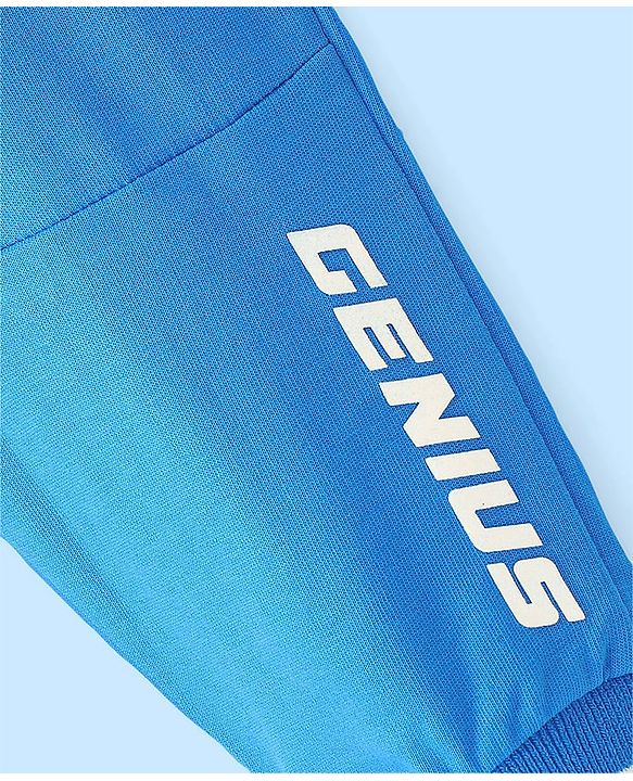 Babyhug Cotton Looper Knit Full Length Lounge Pant Solid Colour - Blue