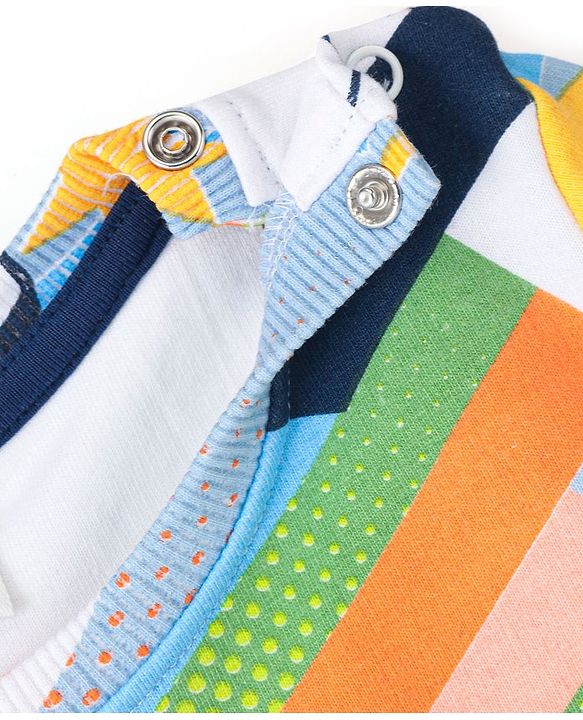 Babyhug Cotton Knit Full Sleeves Sweatshirt With Football Print - Multicolour