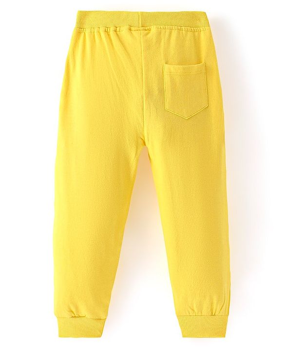 Babyhug Cotton Looper Knit Full Length Text Printed Lounge Pant - Yellow