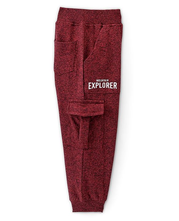Babyhug Cotton Looper Knit Full Length Lounge Pant Text Printed - Rust