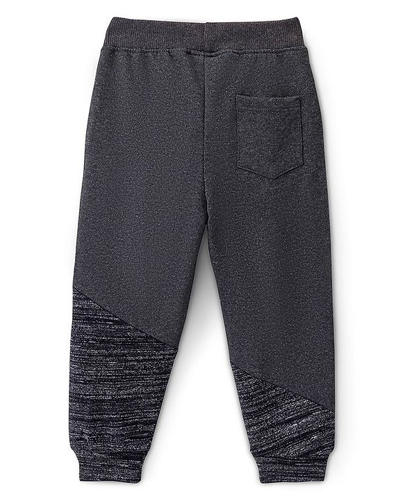 Babyhug Cotton Looper Knit Full Length Lounge Pant Text Printed - Charcoal Grey