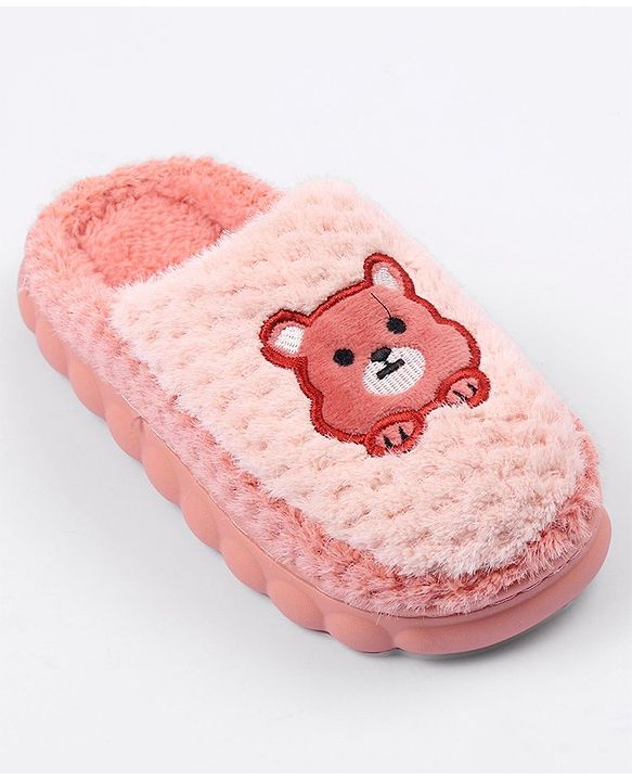 Cute Walk by Babyhug Slip On Teddy Embroidered Winter Booties - Pink