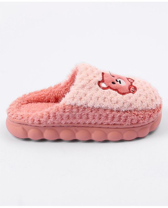 Cute Walk by Babyhug Slip On Teddy Embroidered Winter Booties - Pink