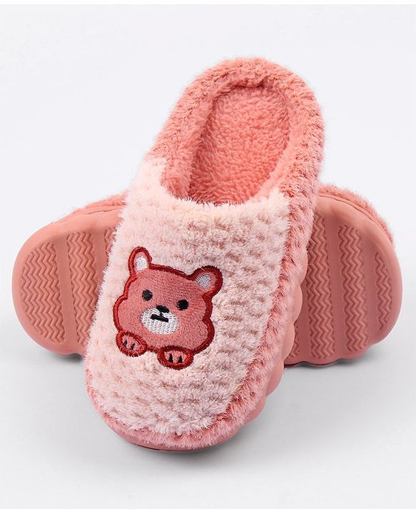Cute Walk by Babyhug Slip On Teddy Embroidered Winter Booties - Pink
