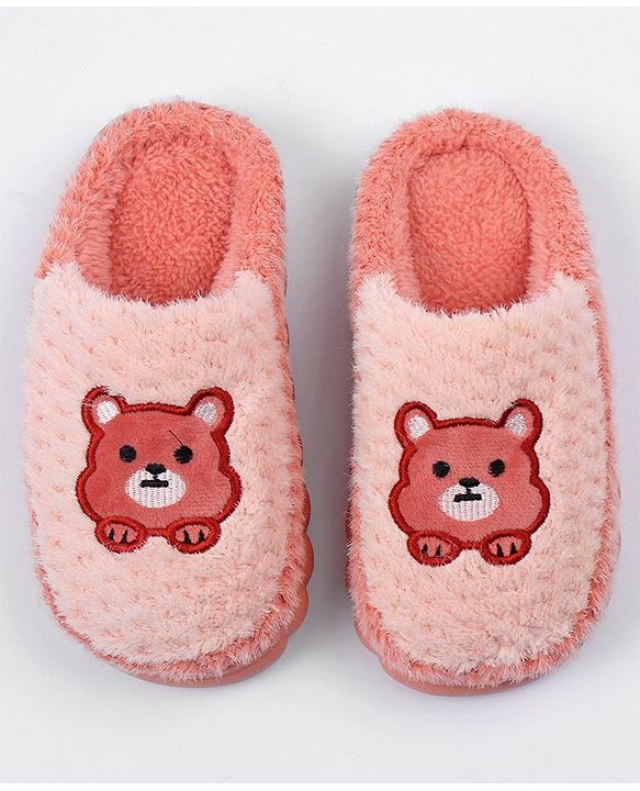 Cute Walk by Babyhug Slip On Teddy Embroidered Winter Booties - Pink
