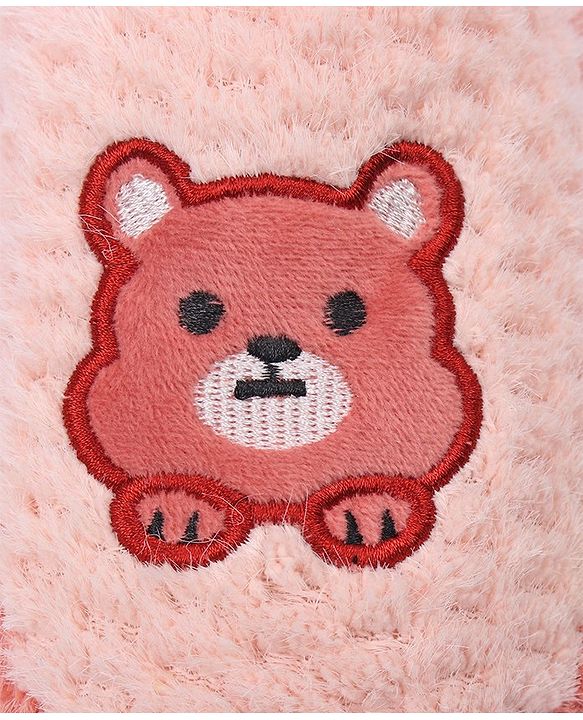 Cute Walk by Babyhug Slip On Teddy Embroidered Winter Booties - Pink