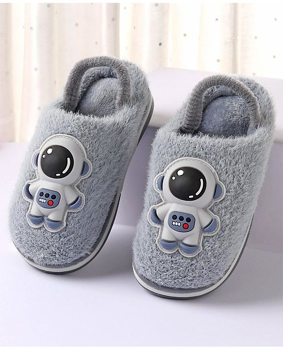 Cute Walk by Babyhug Slip On Winter Booties Space Suit Applique - Grey