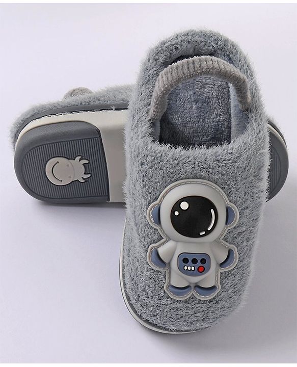 Cute Walk by Babyhug Slip On Winter Booties Space Suit Applique - Grey