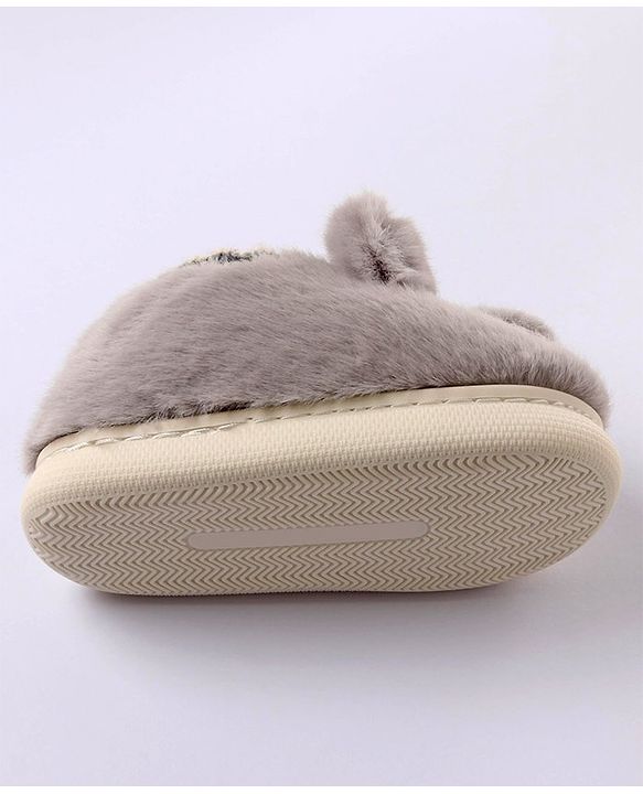 Cute Walk by Babyhug Fur Bear Face Applique  Winter Booties - Beige