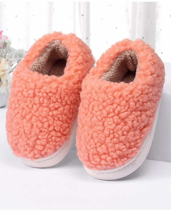 Cute Walk by Babyhug Slip On Solid Colour Fur Winter Booties - Orange