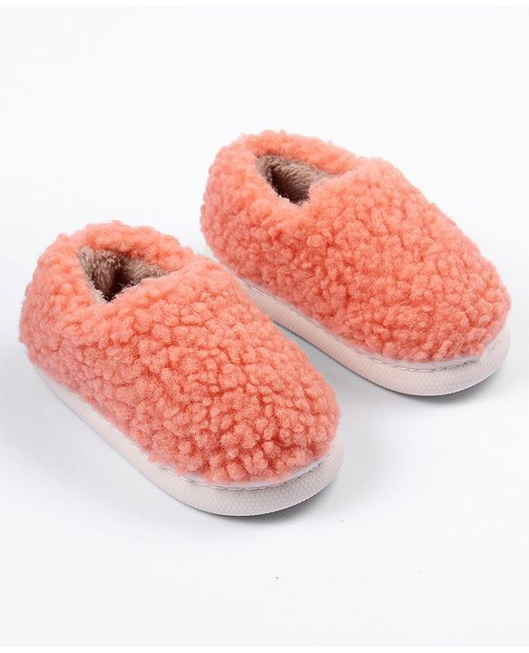 Cute Walk by Babyhug Slip On Solid Colour Fur Winter Booties - Orange