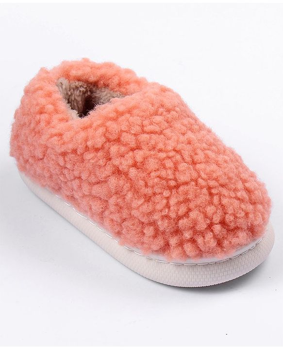 Cute Walk by Babyhug Slip On Solid Colour Fur Winter Booties - Orange