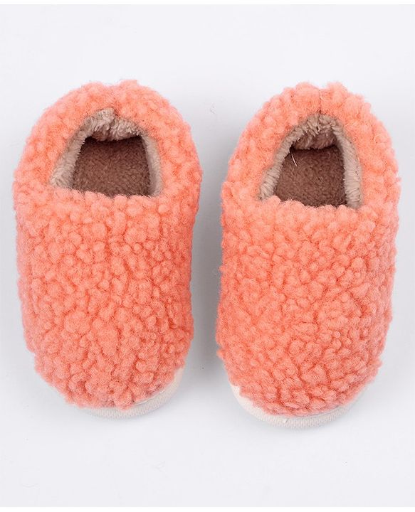 Cute Walk by Babyhug Slip On Solid Colour Fur Winter Booties - Orange
