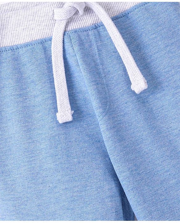 Babyhug Cotton Looper Knit Full Length Track Pant Text Print - Blue