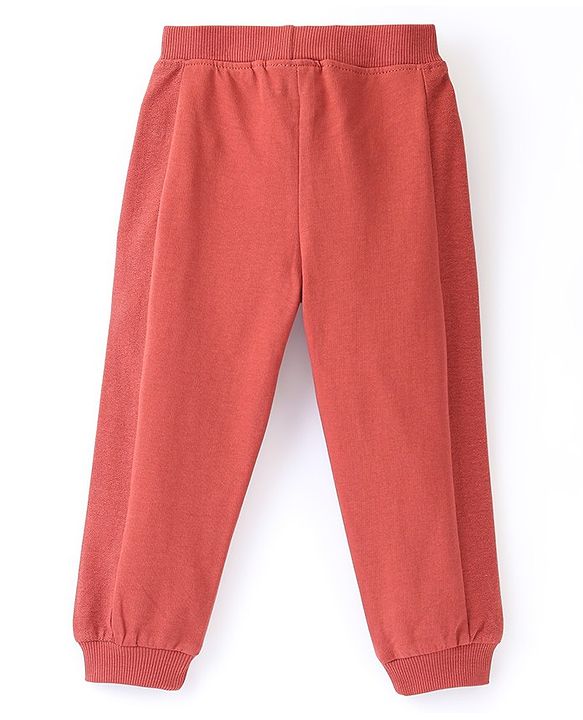 Babyhug Cotton Looper Knit Full Length Solid Color Lounge Pant - Maroon