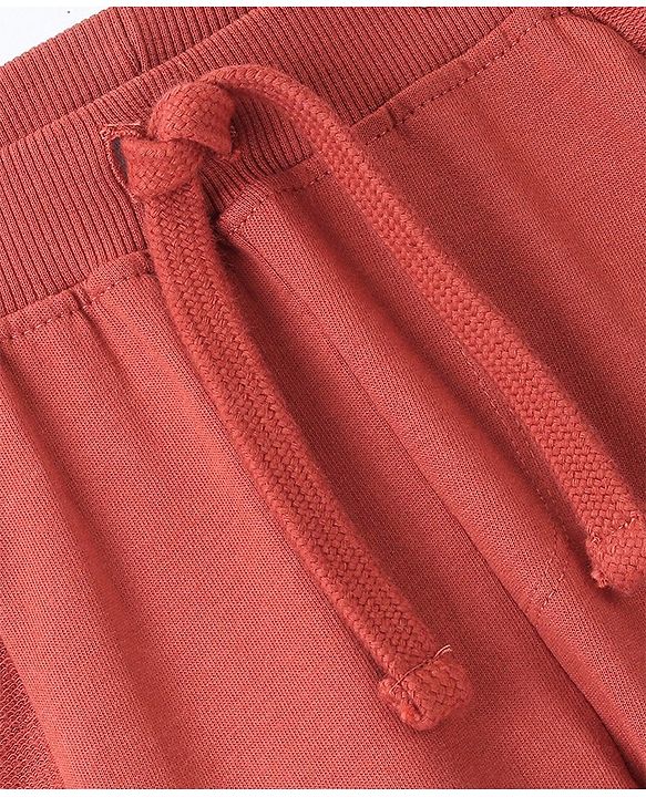 Babyhug Cotton Looper Knit Full Length Solid Color Lounge Pant - Maroon