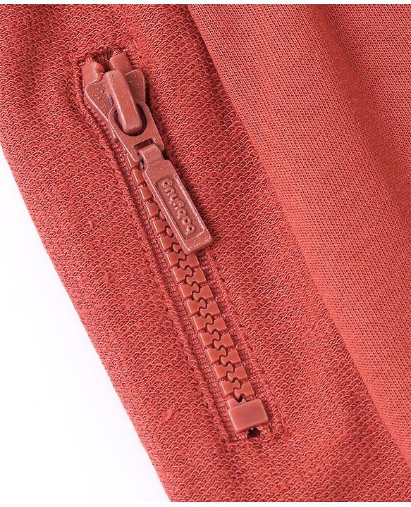 Babyhug Cotton Looper Knit Full Length Solid Color Lounge Pant - Maroon