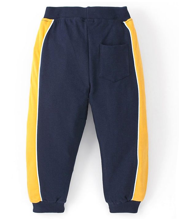 Babyhug Full Length Cotton Looper Knit Lounge Pant - Navy Blue