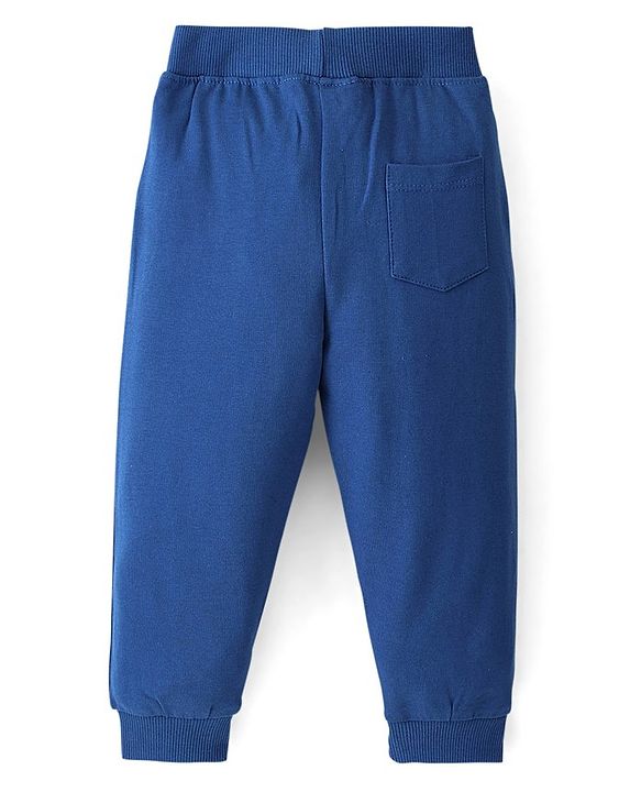 Babyhug Cotton Looper Knit Full Length Lounge Pant Text Printed - Navy Blue
