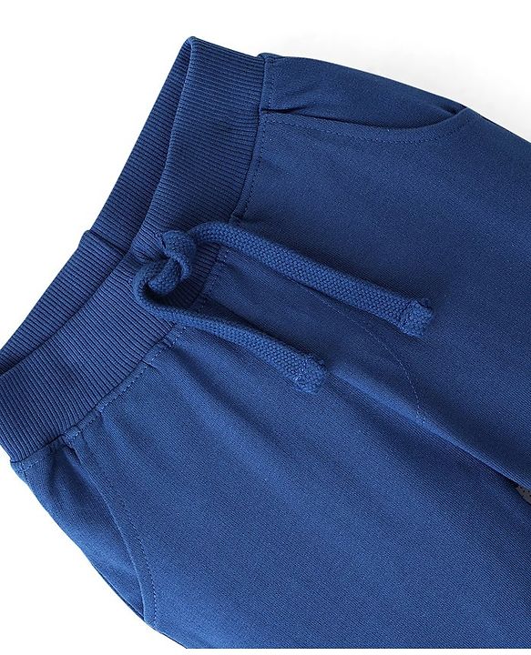 Babyhug Cotton Looper Knit Full Length Lounge Pant Text Printed - Navy Blue