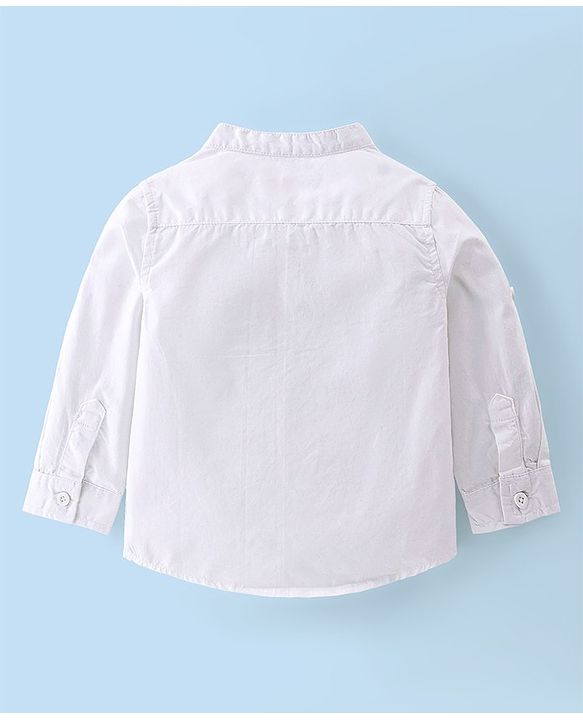 Babyhug Full Sleeves Solid Color Shirt & Denim Jeans - White & Blue