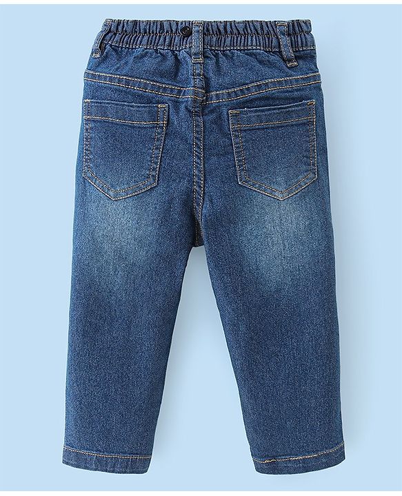 Babyhug Full Sleeves Solid Color Shirt & Denim Jeans - White & Blue