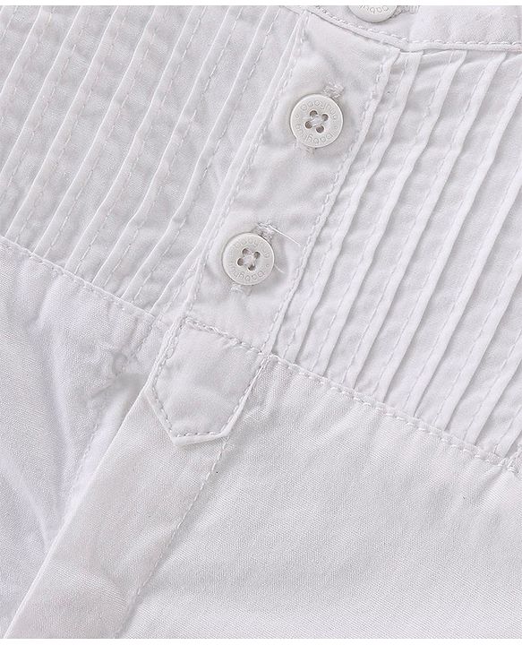 Babyhug Full Sleeves Solid Color Shirt & Denim Jeans - White & Blue